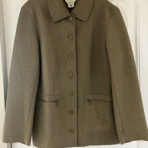 Talbots Boiled Wool Lightweight Coat LARGE- Moss Green
